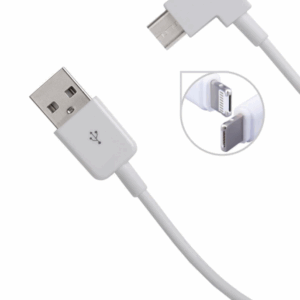 2 in 1 Apple Lightning & Micro USB 2m Latausjohto Valkoinen