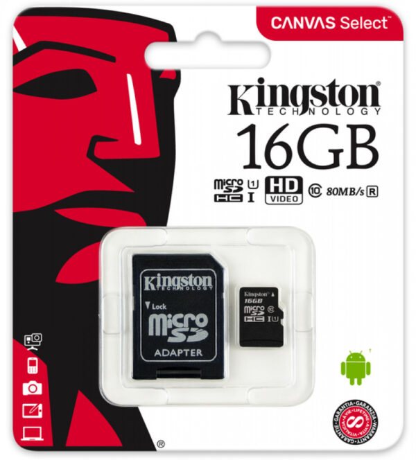 Kingston microSD-kortti, 16GB Class 10
