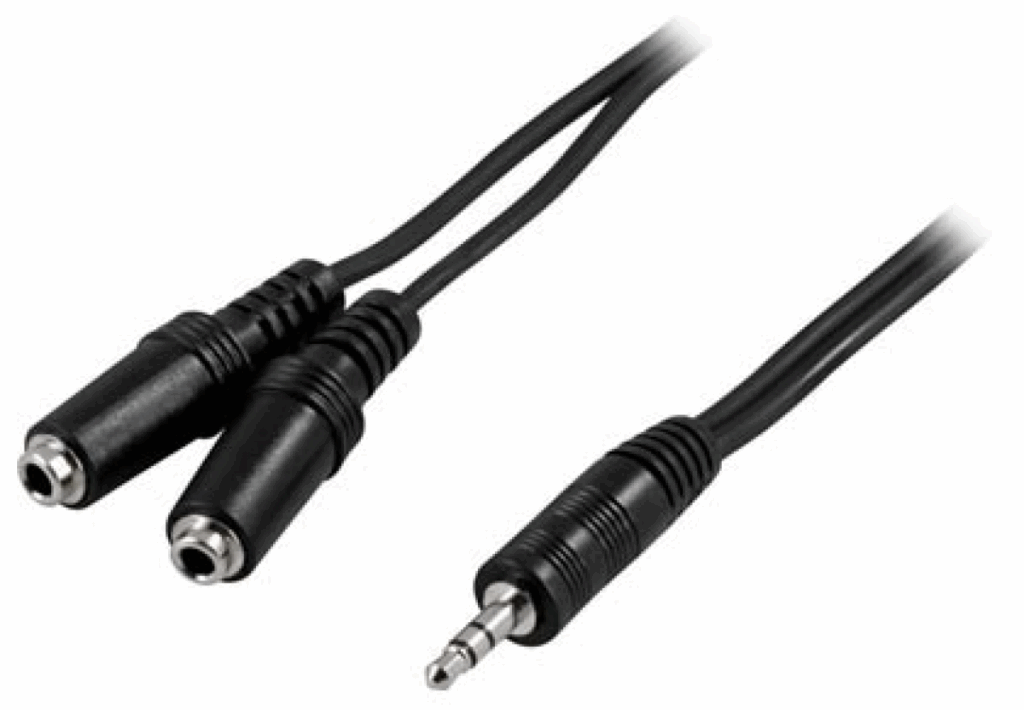Ääni Y-kaapeli,1x3,5mm u - 2x3,5mm n, 1m