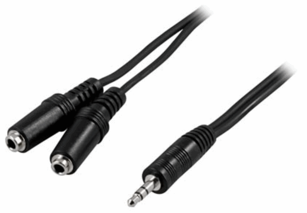 Ääni Y-kaapeli,1x3,5mm u - 2x3,5mm n, 1m