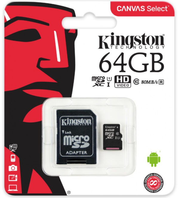 Kingston 64GB MicroSD muistikortti Class 10