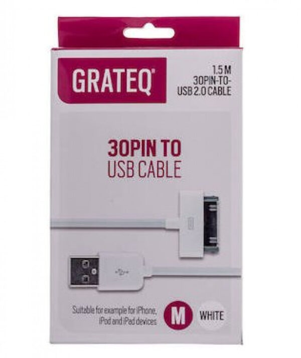 GRATEQ Apple 30 PIN -KAAPELI VALKOINEN