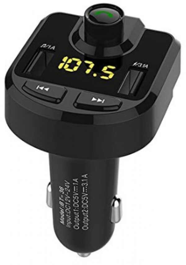 Bluetooth FM Transmitter Dual USB Port Car Charger QC3.0 3.1A