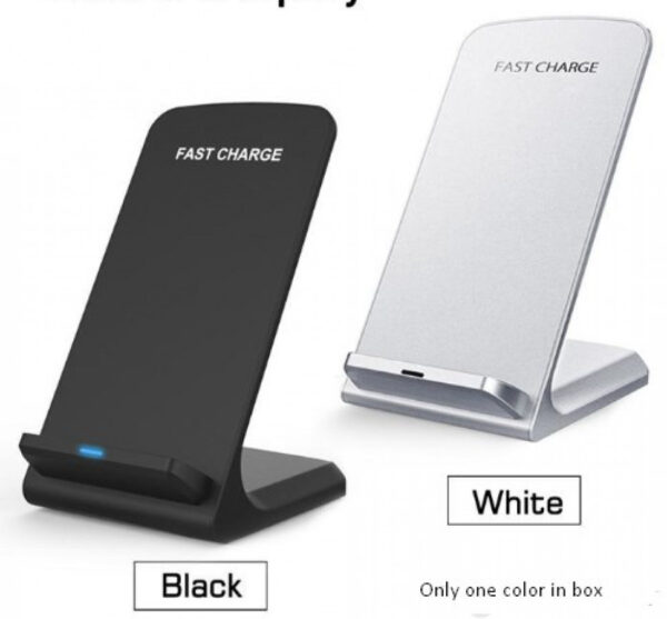 Quick Charge 10W Wireless Fast Charger black, 2 Coils Stand Pad Qi