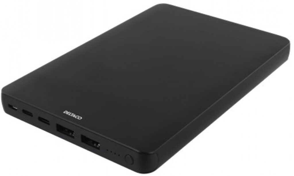 DELTACO varavirtalähde, 20000mAh, 74 Wh, Li-Po akku, alumiinia, Power Bank