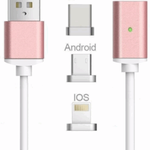 Magneettinen Latausjohto USB-C / Micro USB / Lightning Ruusukulta